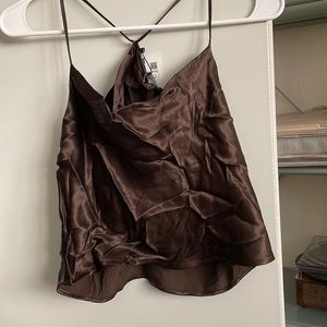 Satin chocolate brown cowl cami